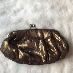 Bronze sequined clutch